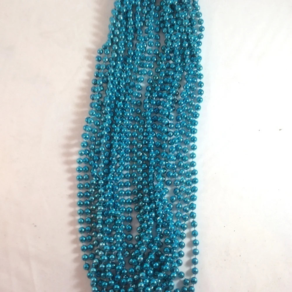 Mardi Gras Beads 1 Dozen Strands Aqua New 30” Each